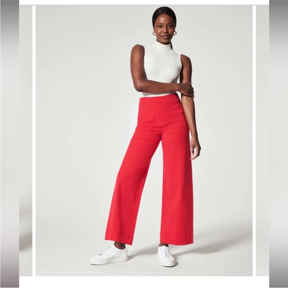 Spanx On-the-Go Women's Red Wide-Leg Pants